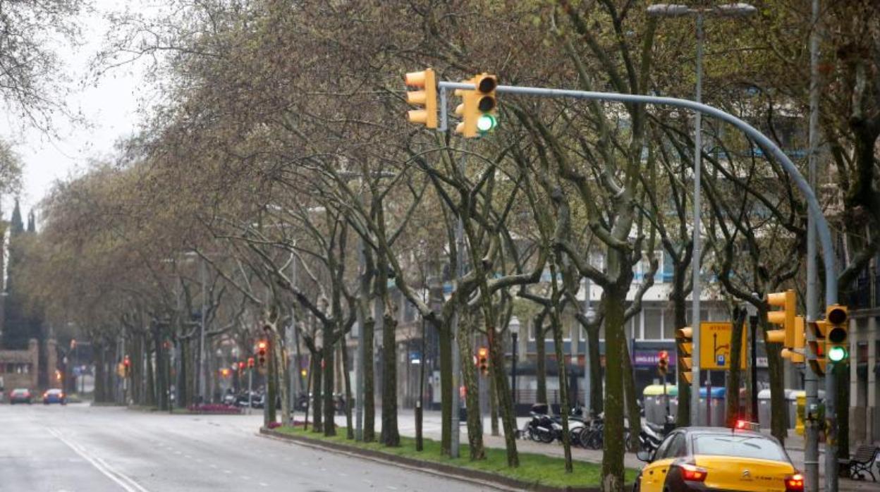 La avenida Diagonal, este lunes, prácticamente vacía