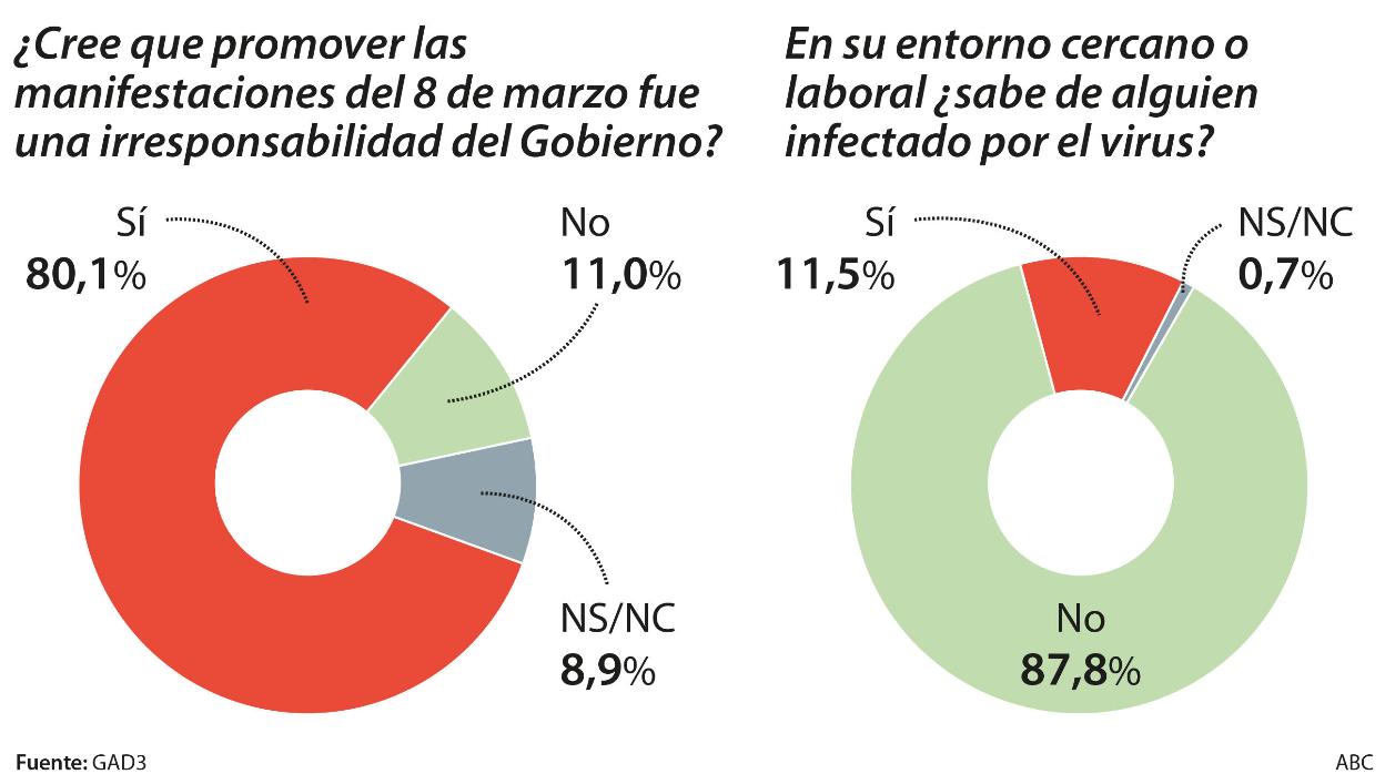 Ocho de cada diez españoles ven «irresponsable» que el Gobierno promoviera la manifestación del 8-M