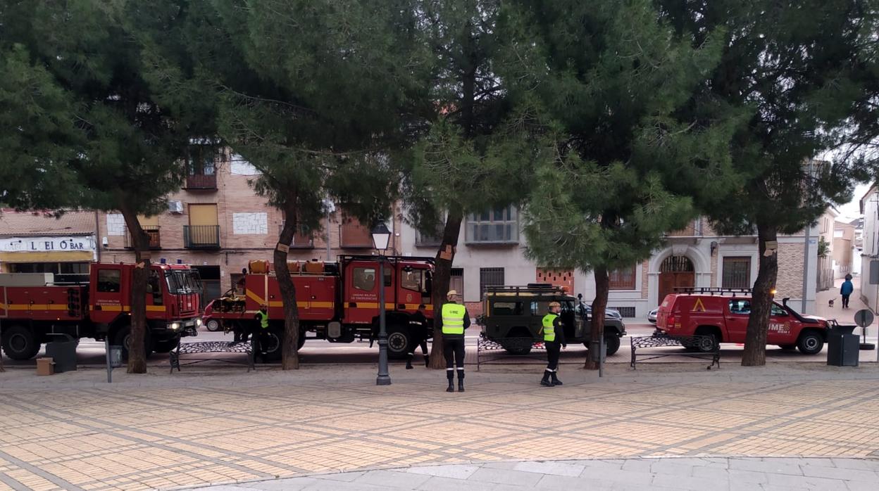 La UME, en la localidad toledana de Torrijos esta mañana