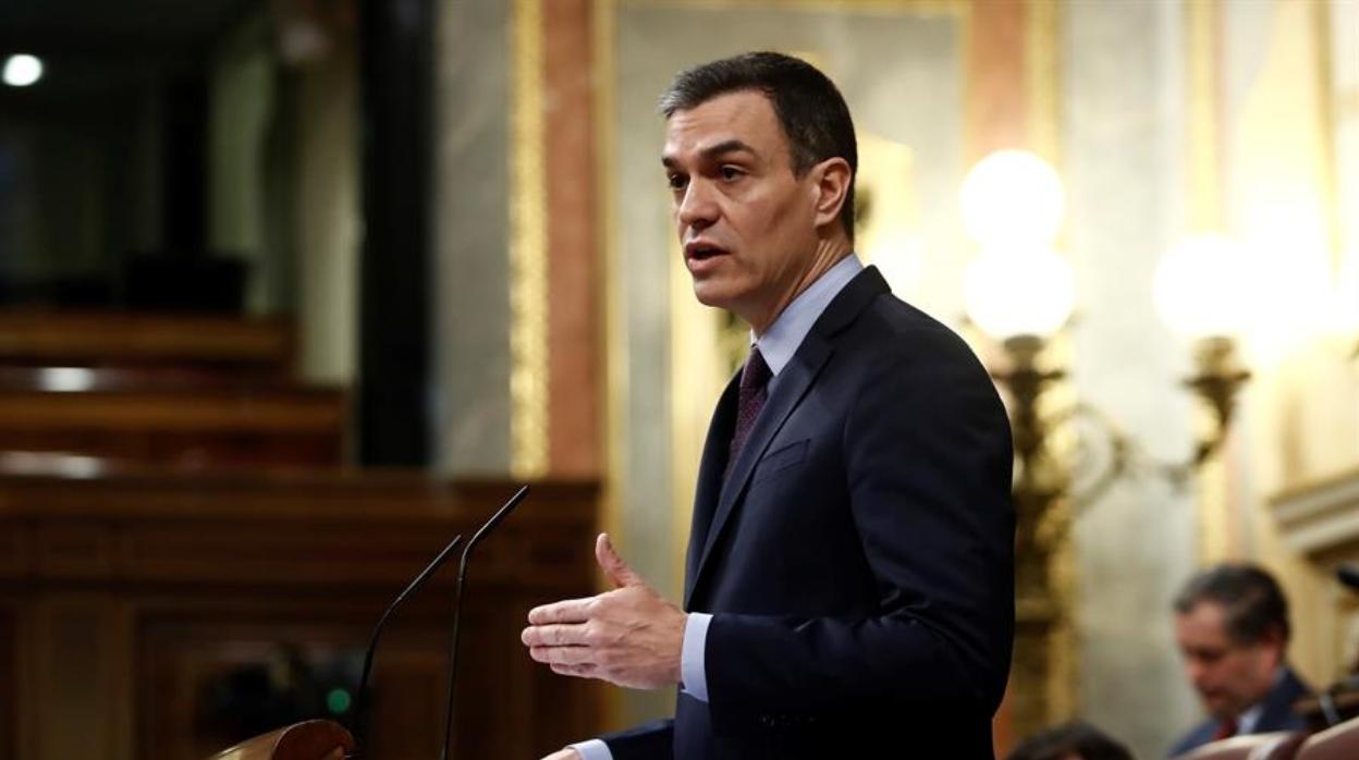 El presidente del Gobierno, Pedro Sánchez, durante su comparecencia este miércoles en el Congreso