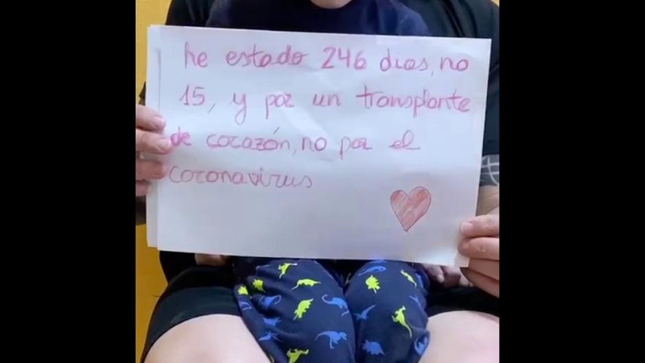 Un niño de tres años trasplantado de corazón anima a a los toledanos a quedarse en casa