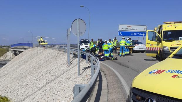 Un guardia civil atropellado grave en la A-42 en un control de tráfico del coronavirus