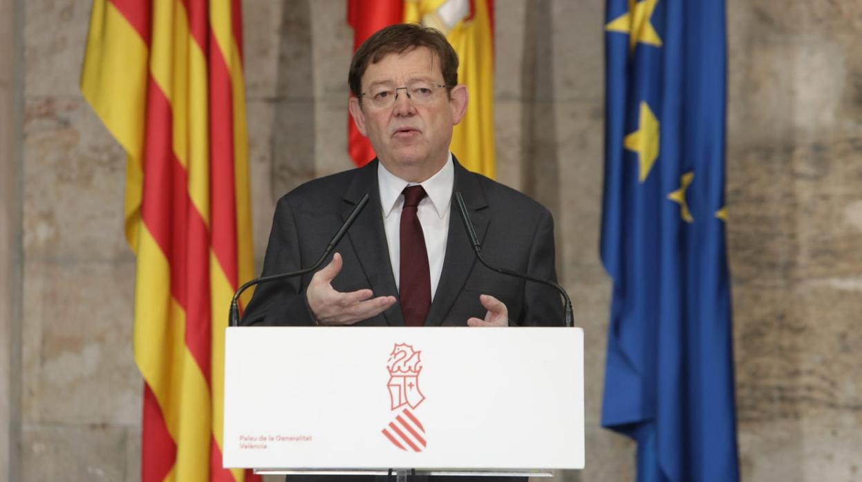 Ximo Puig, durante la comparecencia en el Palau de la Generalitat este jueves