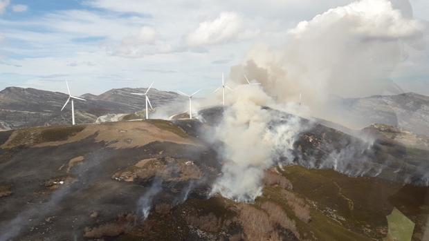 Un incendio calcina más de 180 hectáreas de monte en Espinosa de los Monteros (Burgos)