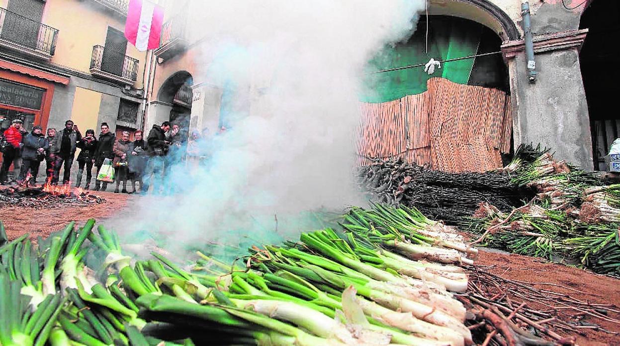 Una calçotada, en Valls