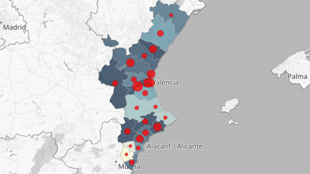 Desescalada del confinamiento: mapa de las ciudades valencianas con menor incidencia del Covid-19