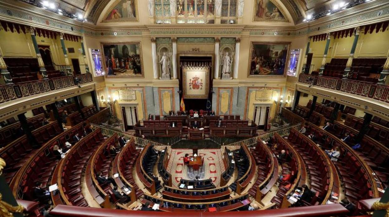 El Hemiciclo del Congreso, durante la intervención de Pedro Sánchez