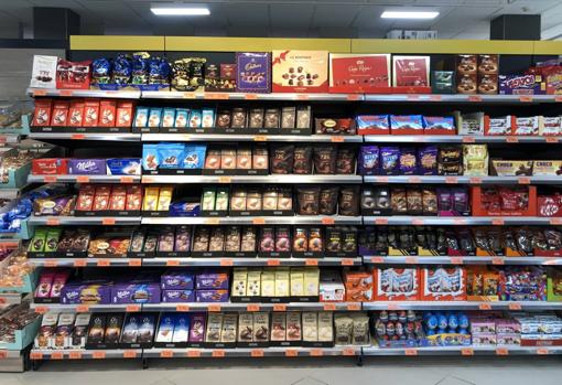 Imagen del lineal de los chocolates en uno de los supermercados de Mercadona