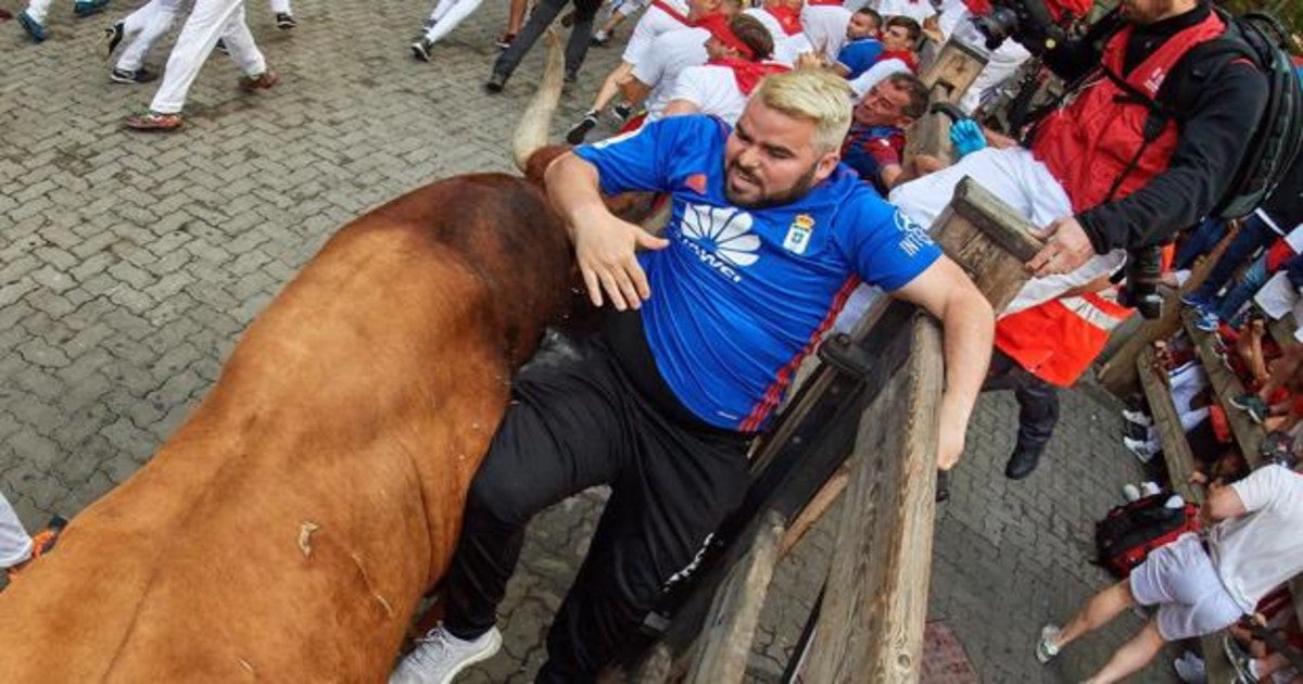 Una imagen del último encierro de los Sanfermines de 2019