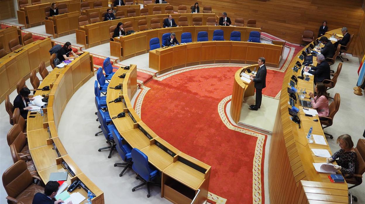 Feijóo, este jueves durante su segunda comparecencia en la Diputación Permanente del Parlamento gallego