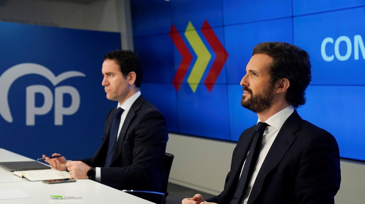 Pablo Casado, con Teodoro García Egea en el Comité de Dirección del PP