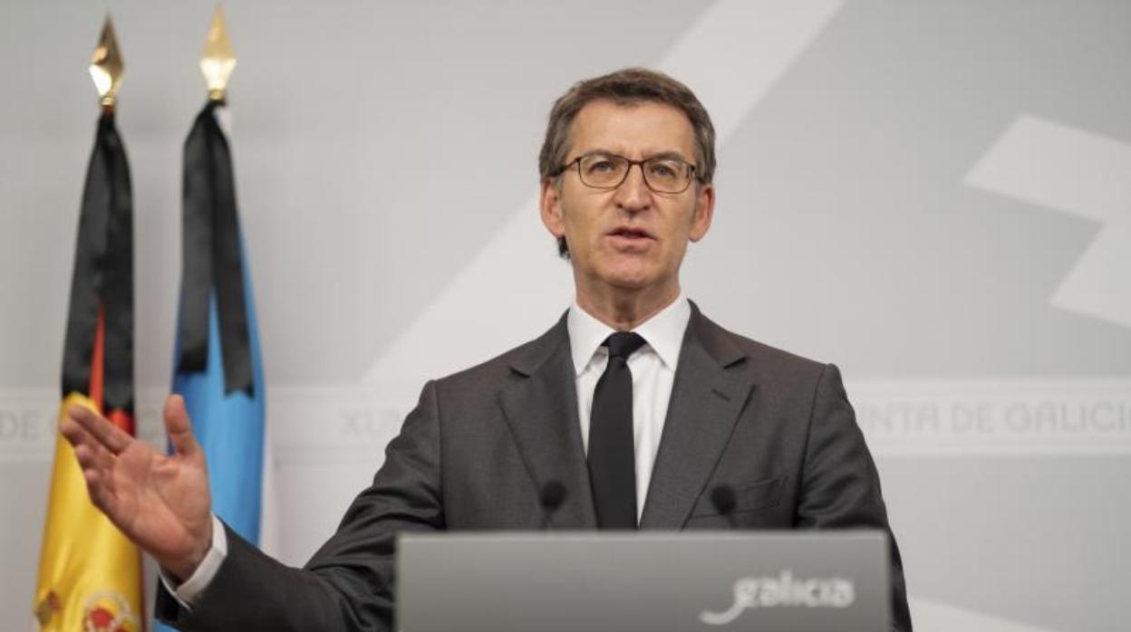 El presidente de la Xunta de Galicia, Álberto Núñez Feijóo, ayer durante una rueda de prensa