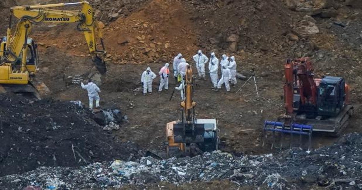 Trabajos en el vertedero de Zaldívar, que colapsó el pasado 6 de febrero