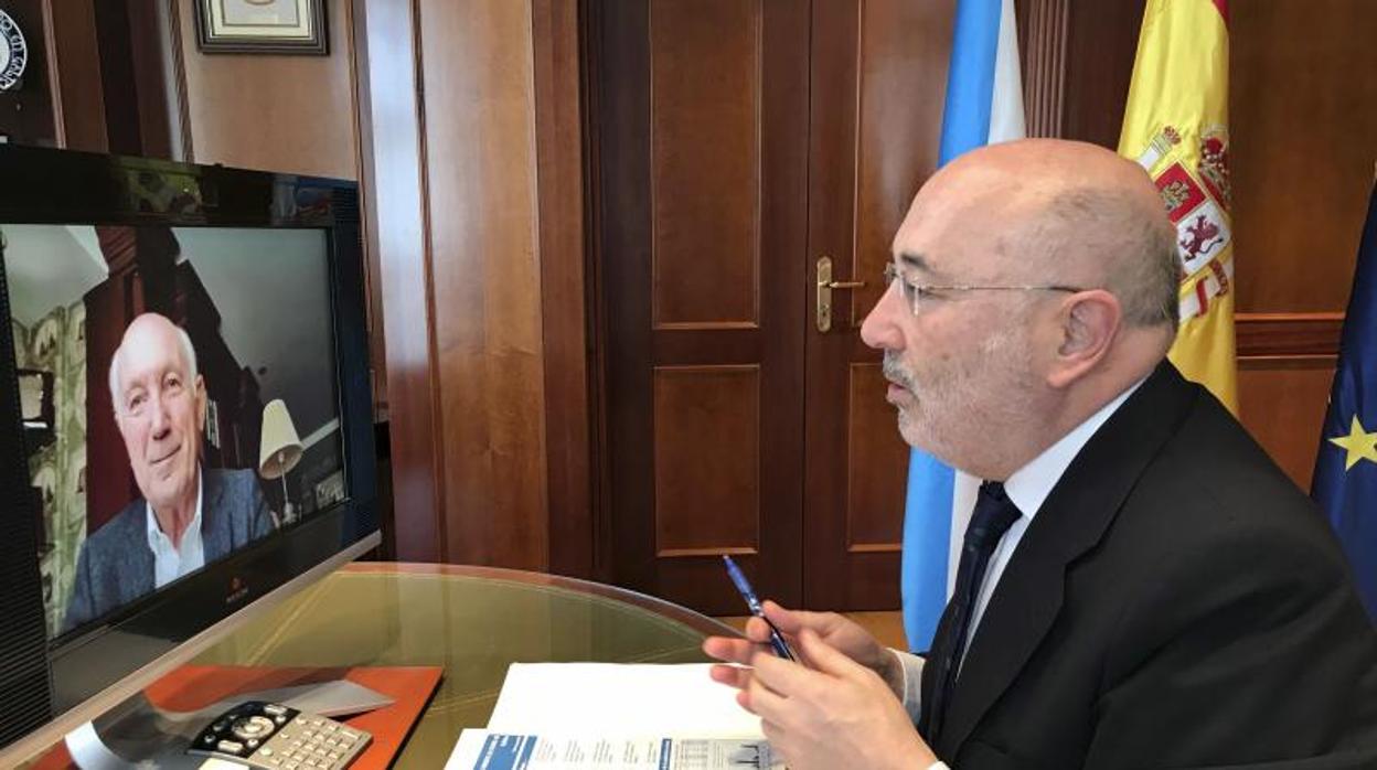 El delegado del Gobierno en Galicia, Javier Losada, durante una videoconferencia