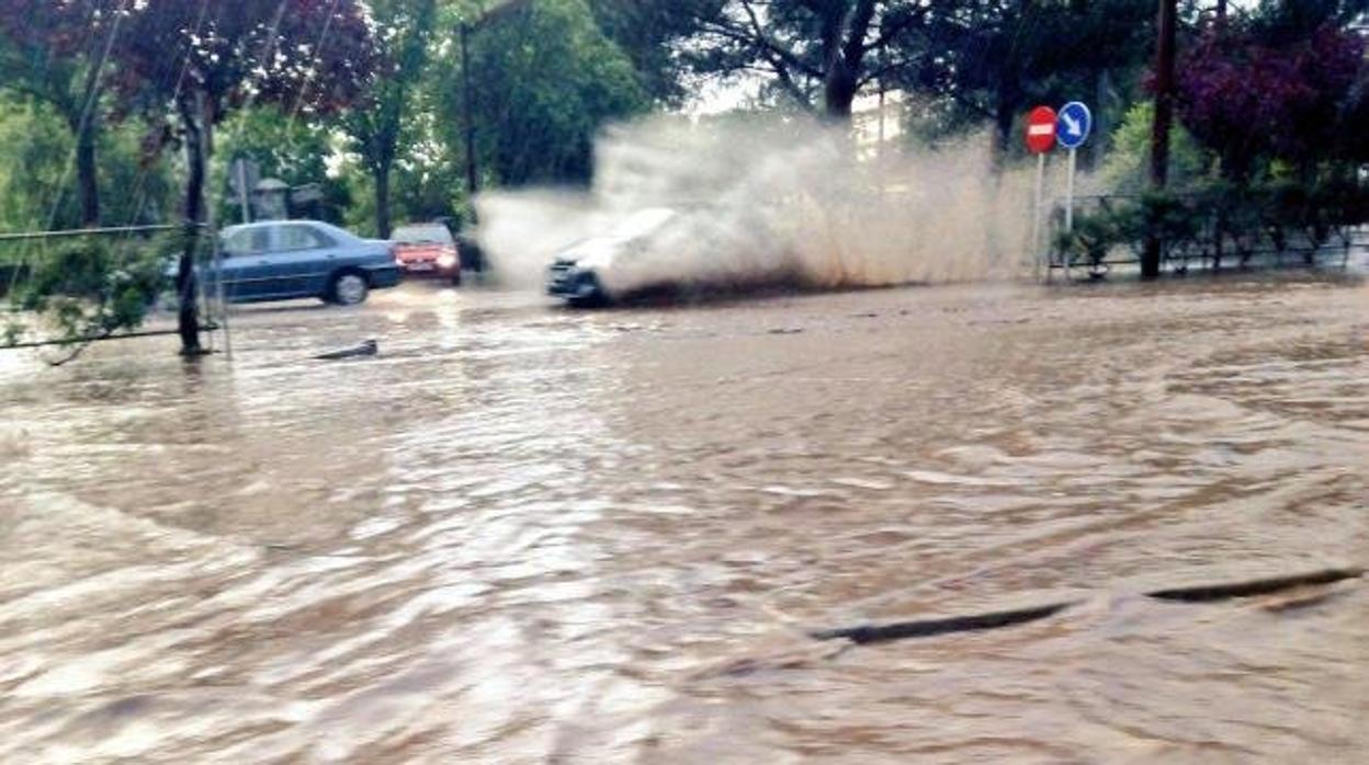 Imagen del agua acumulada por las fuertes lluvias en la provincia de Guadalajara