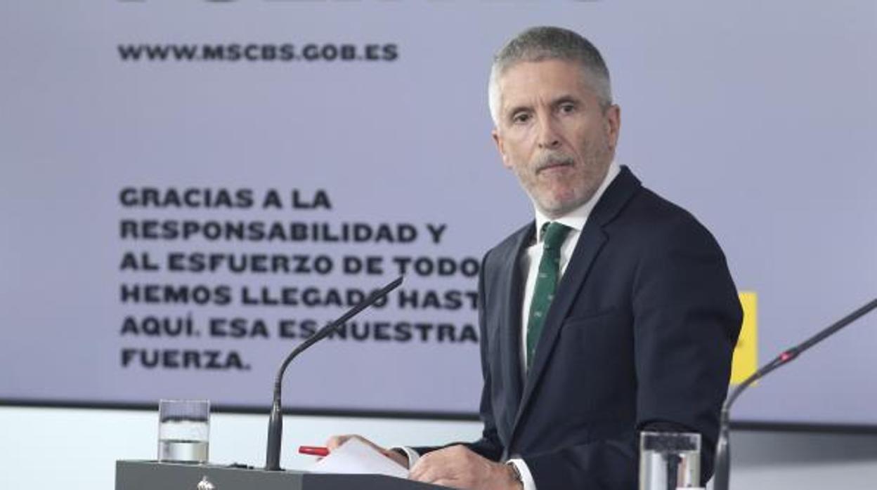 El ministro Grande-Marlaska ayer en rueda de prensa