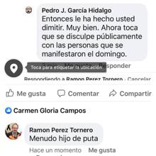 Captura de la discusión en Facebook