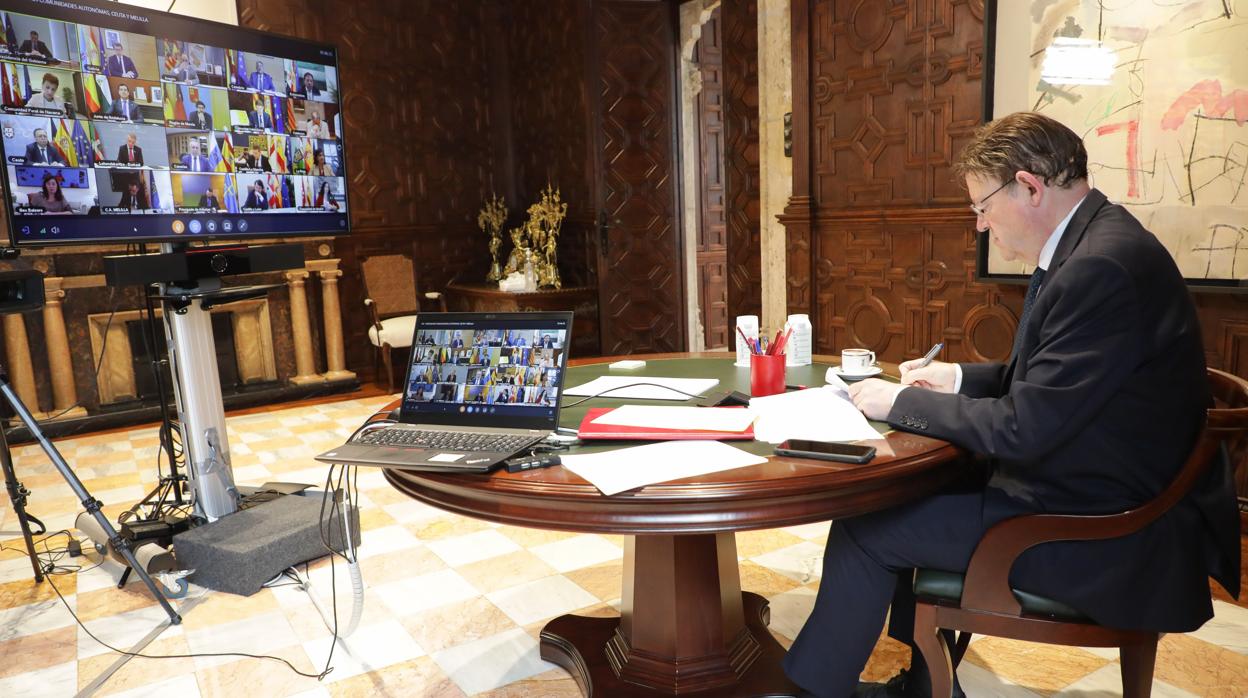 Imagen del presidente de la Generalitat, Ximo Puig, durante la conferencia de presidentes