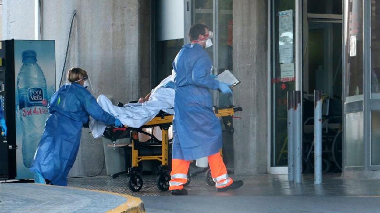 Traslado por personal sanitario de un enfermo con coronavirus en Alicante