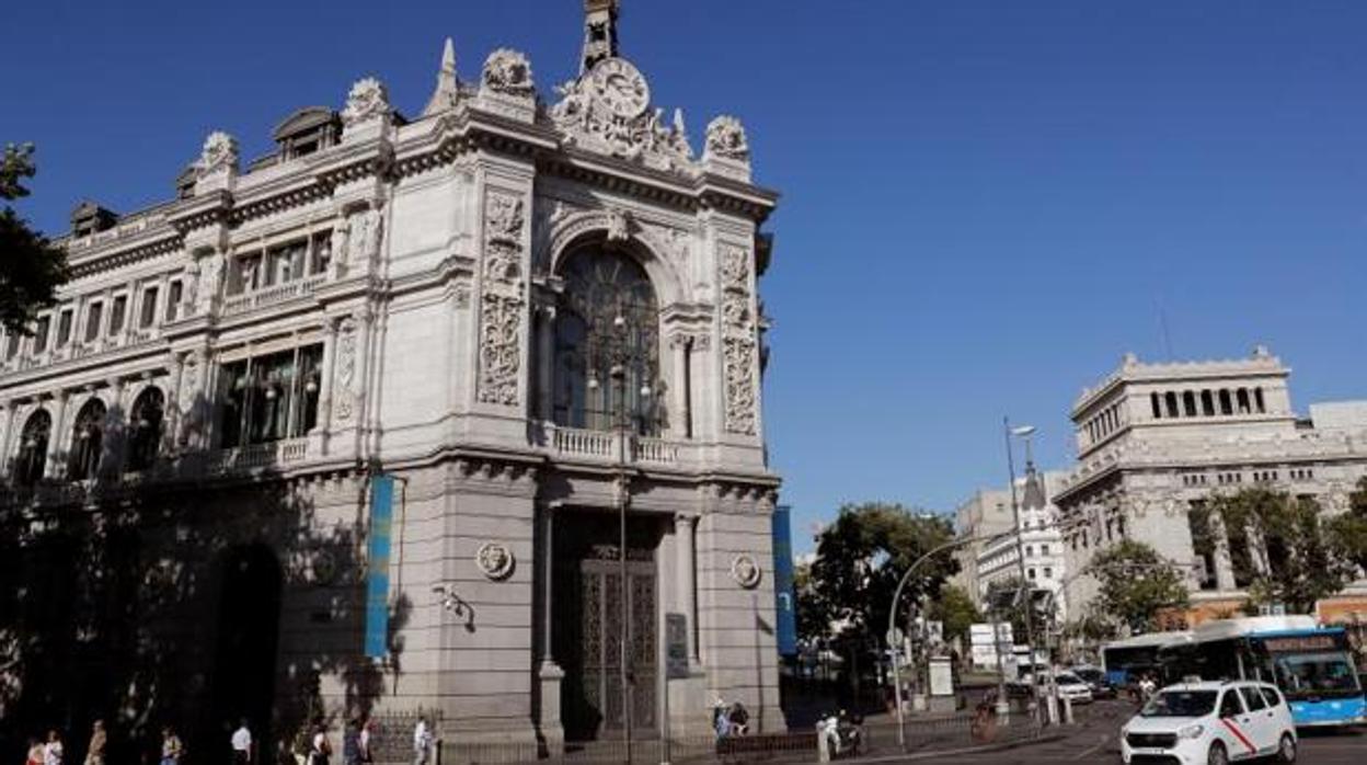 Fachada del edificio del Banco de España, en Madrid