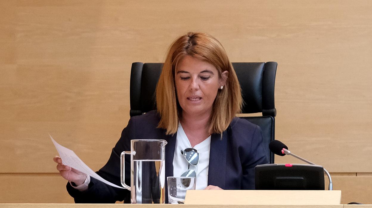 La directora general de la Mujer, Ruth Pindado, durante su intervención en las Cortes