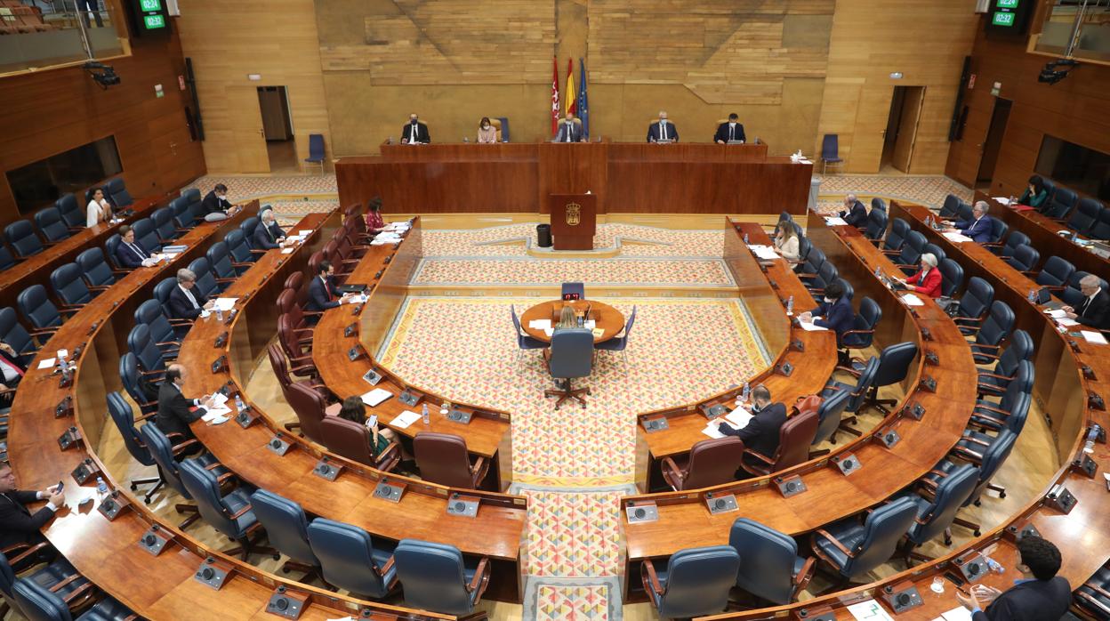 Hemiciclo de la Asamblea de Madrid, en uno de los últimos plenos celebrados