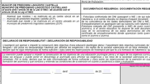 Presiones de la Generalitat Valenciana a los alumnos que piden estudiar en castellano: «No podrás competir y estarás en desventaja»