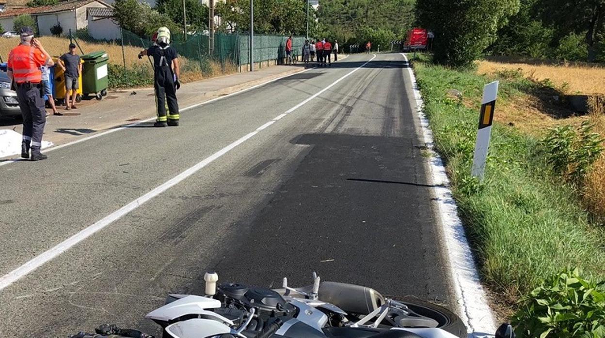 Una imagen de la motocicleta accidentada que conducía el vecino de Pamplona de 46 años. P.F.