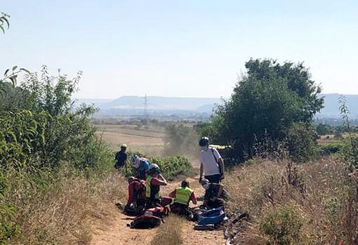 Heridos dos ciclistas al chocar en un camino en Mucientes (Valladolid)