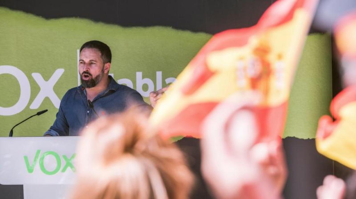 Santiago Abascal durante un mitin de Vox en Laguardia, Álava, este domingo