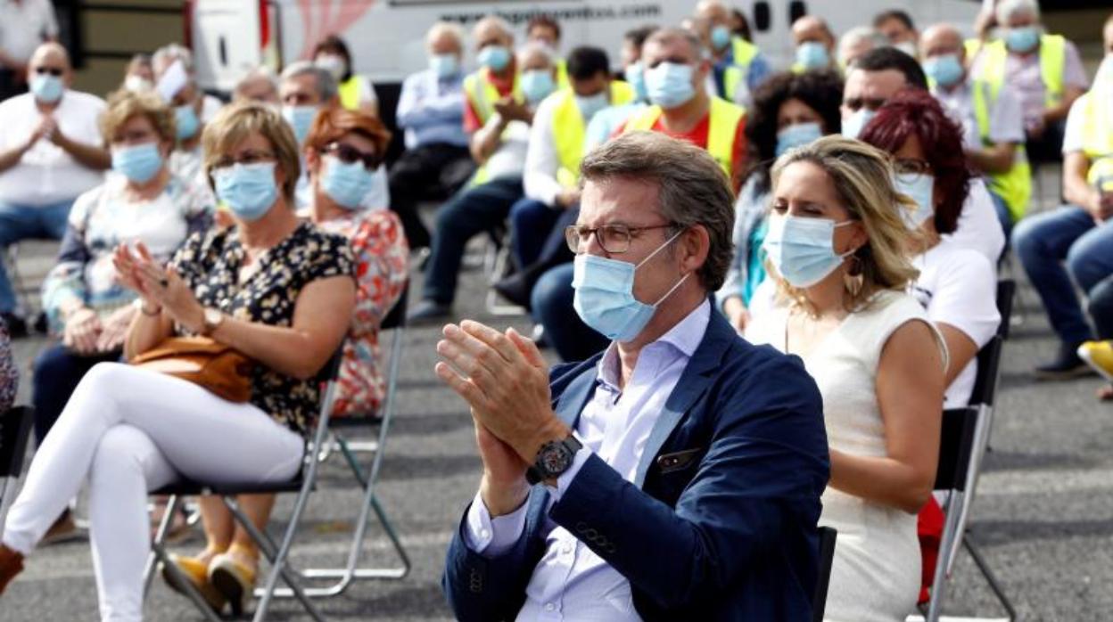 Alberto Núñez Feijóo, en el acto de ayer de su campaña