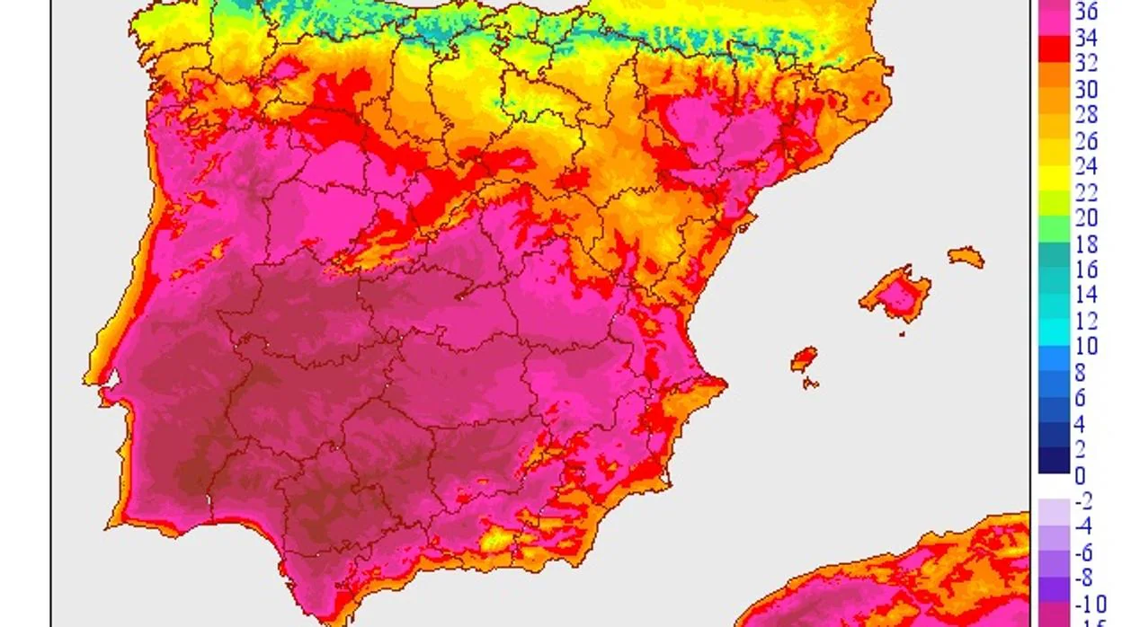 Mapa de la Aemet con las temperaturas