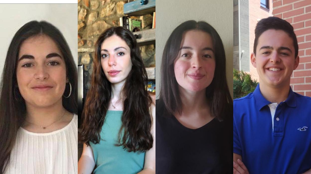 Nuria Pérez, Alicia Suárez, Déborah Diego y Diego Velasco, los estudiantes que han sacado la nota más alta en la EBAU de este curso en cada uno de los cuatro distritos universitarios de Castilla y León