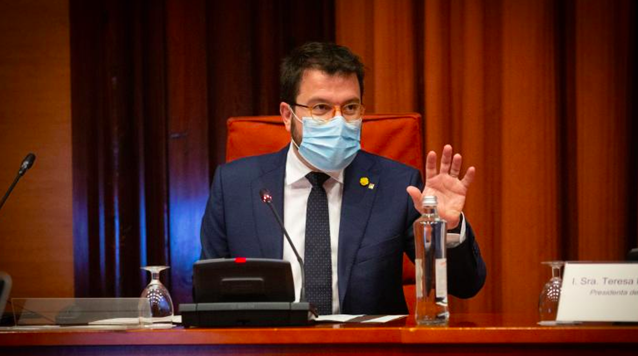 Pere Aragonès, ayer, durante su intervención en el Parlamento de Cataluña