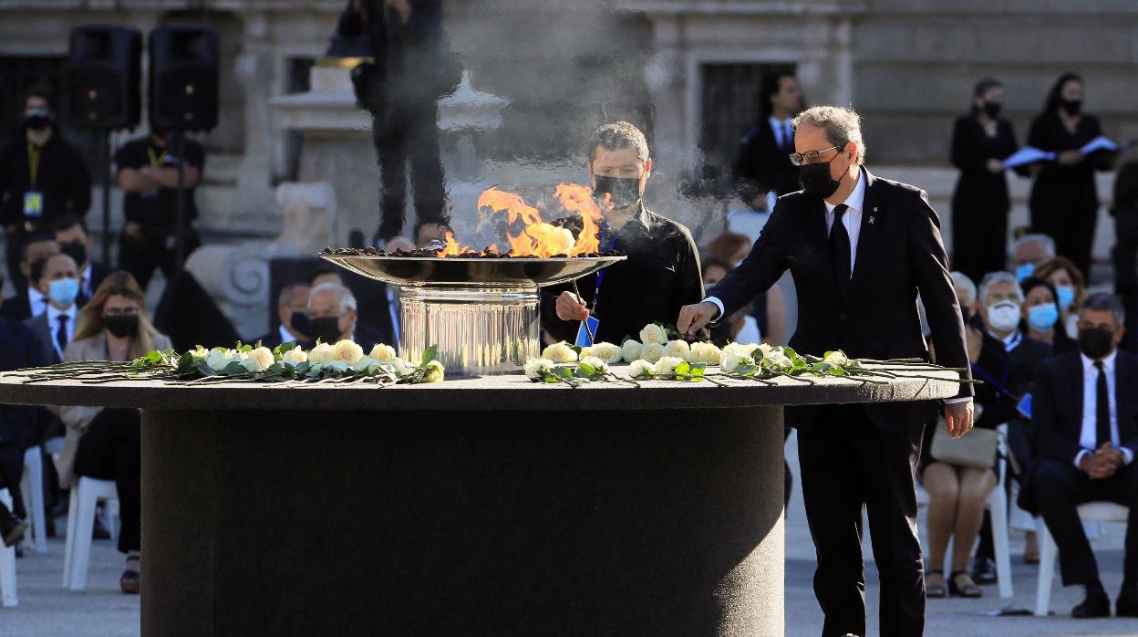 Quim Torra, el jueves, en el homenaje a las víctimas del Covid del Patio de la Armería de Madrid