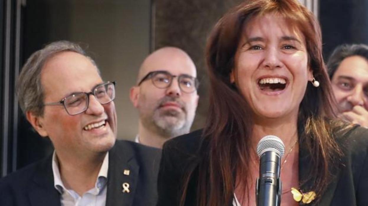 La dirigente de JxCat Laura Borràs, con el «president» Torra en una imagen de archivo