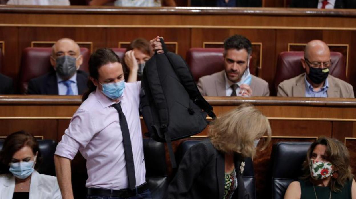 Pablo Iglesias, esta mañana en el Congreso