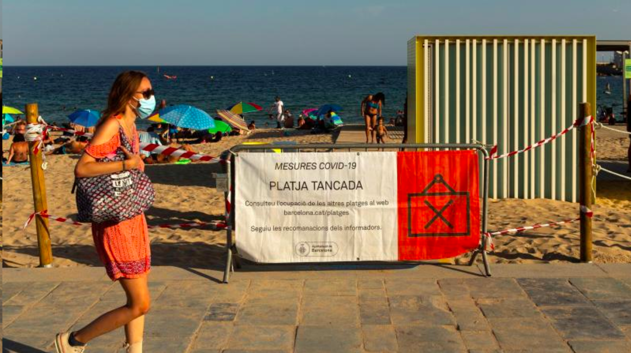 Aspecto de una de las playas de Barcelona, este fin de semana