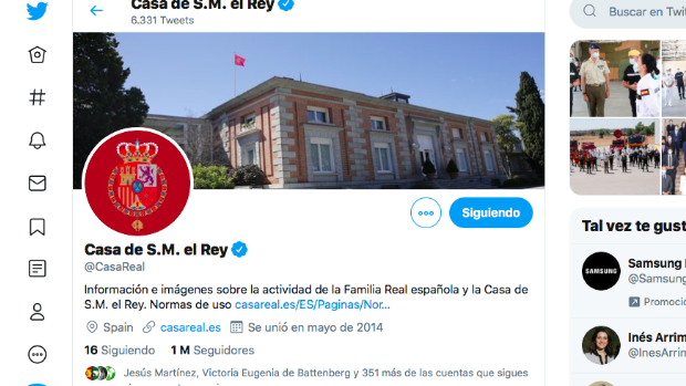 La cuenta de Twitter de la Casa del Rey supera el millón de seguidores en plena salida de Don Juan Carlos