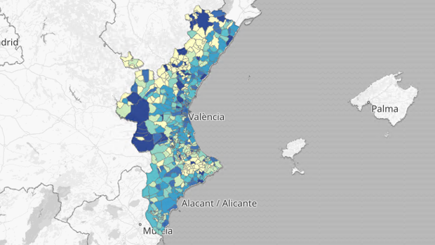 Listado con todos los casos de coronavirus por municipios en la Comunidad Valenciana