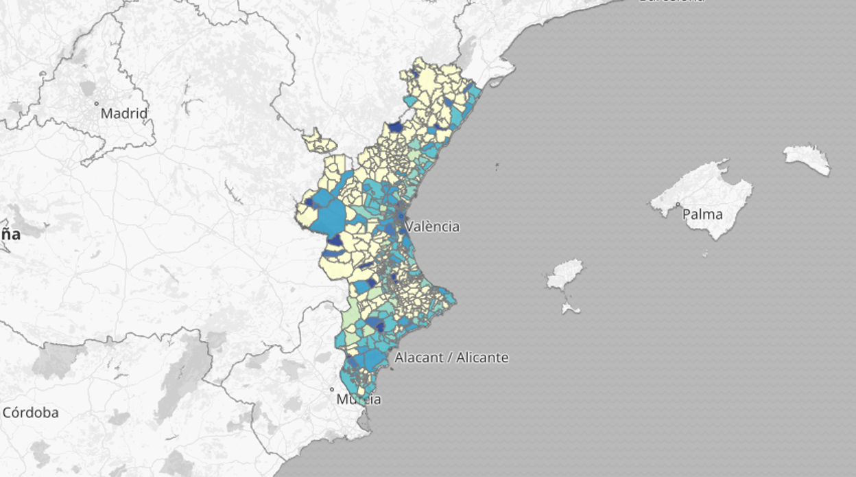 Mapa de los municipios de la Comunidad Valenciana con rebrotes en los últimos 14 días en la Comunidad Valenciana