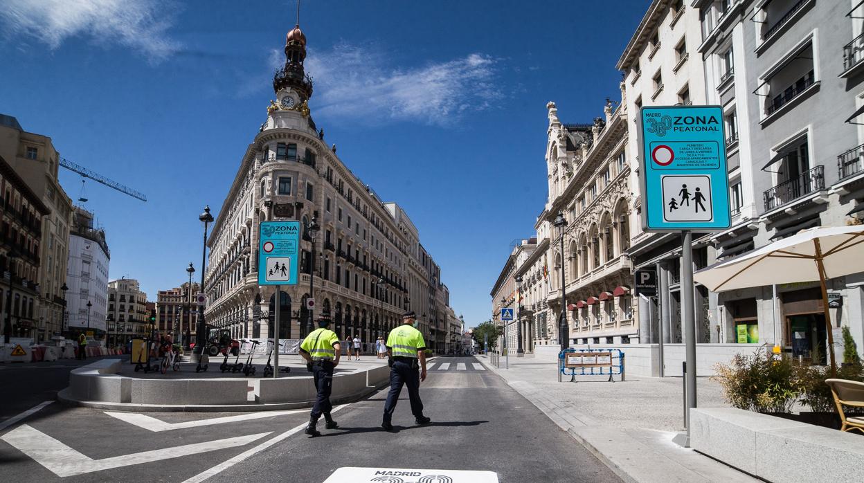 La zona peatonalizada de la Puerta del Sol