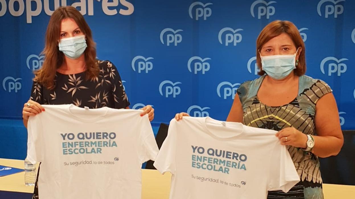 Isabel Bonig y Beatriz Gascó, este miércoles en la sede del PP