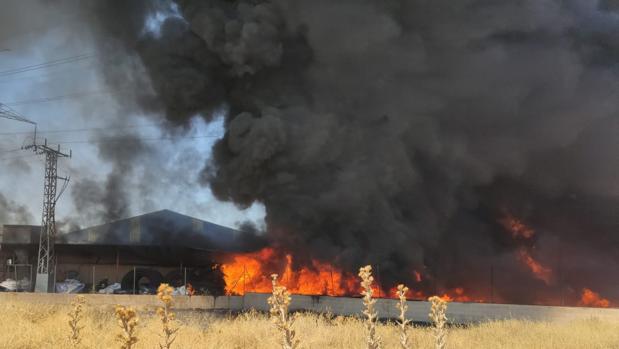 Desalojan una empresa de Numancia de la Sagra por el incendio de tuberías de riego de PVC