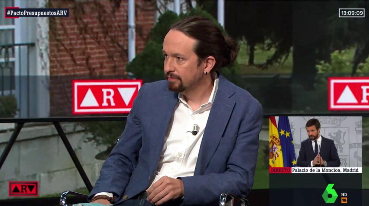 Pablo Iglesias, este miércoles durante la entrevista