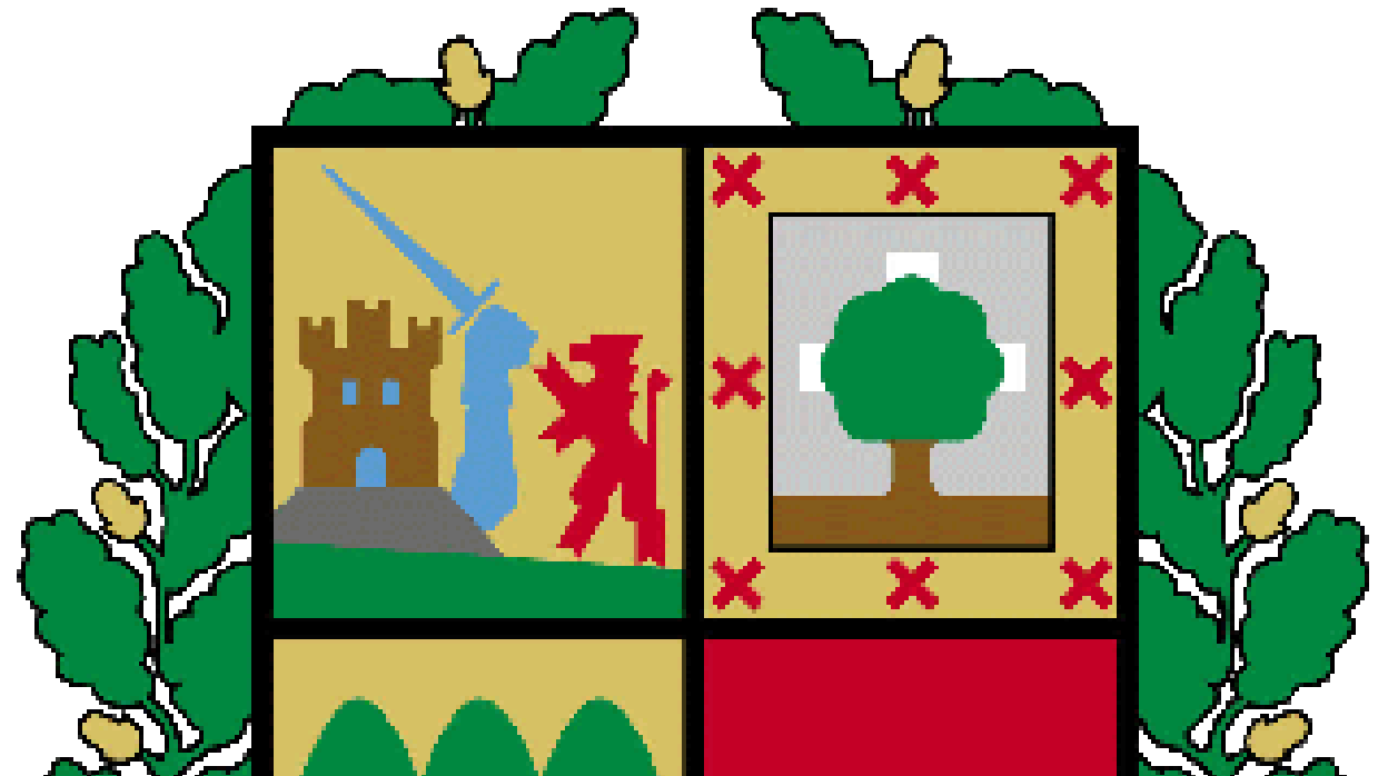 El escudo del Gobierno vasco, con el cuartel rojo de Navarra, sin cadenas ni esmeralda