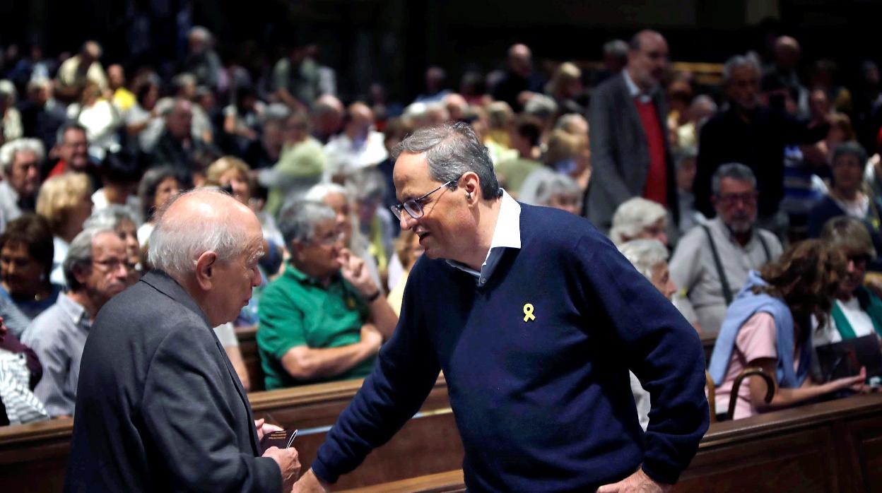 Jordi Pujol y Quim Torra en un acto en Montserrat de apoyo a los líderes del 1-O