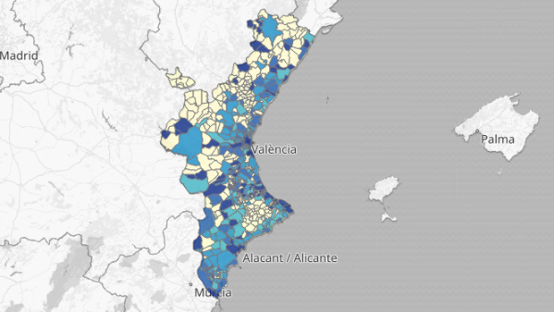 Mapa y listado de los municipios con más nuevos casos de coronavirus en la Comunidad Valenciana