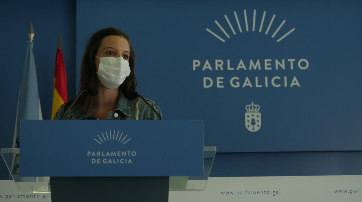 La portavoz del BNG, Olalla Rodil, este martes en el Parlamento gallego
