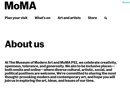 Página web del MoMA que demuestra cómo el informe se limita a traducir